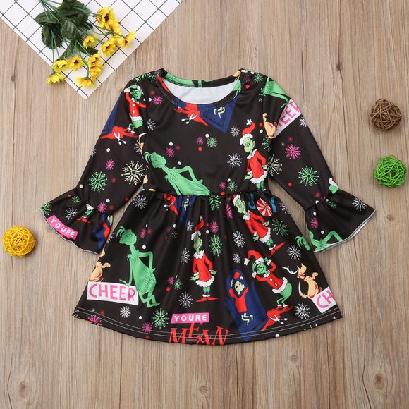 Other - Dr Seuss Grinch Christmas Bell Sleeve Girls Dress